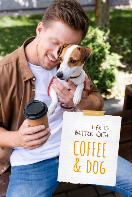 Man hugging Cute Dog Pinterest Design Template
