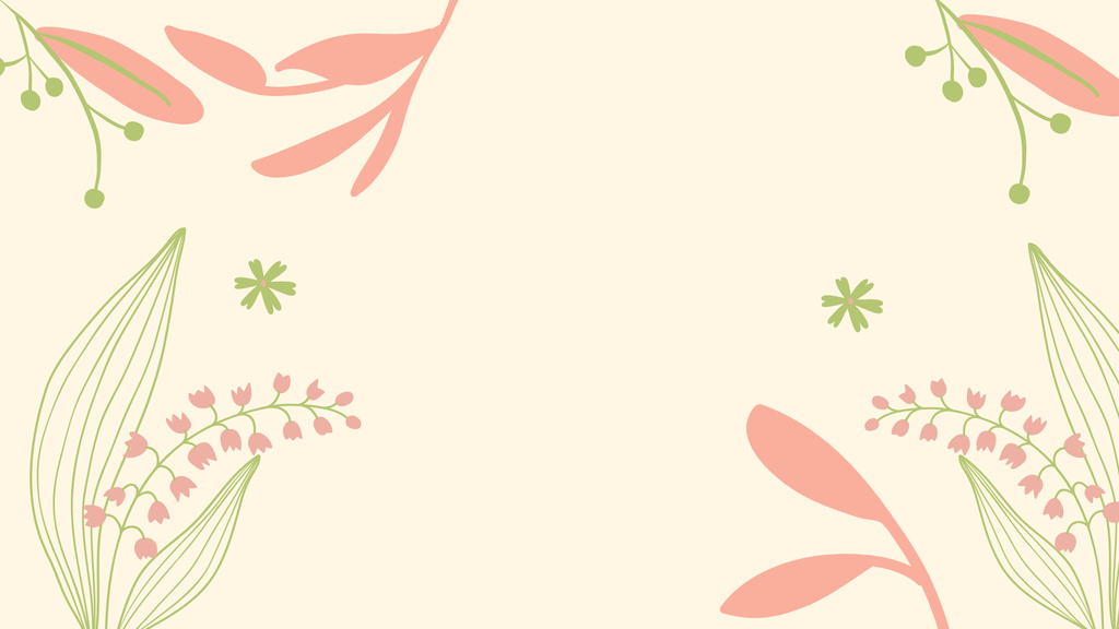 Zoom Background template with flowers and leaves Zoom Backgroundデザインテンプレート