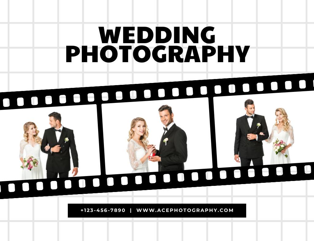 Wedding Photographer Services Thank You Card 5.5x4in Horizontal Tasarım Şablonu