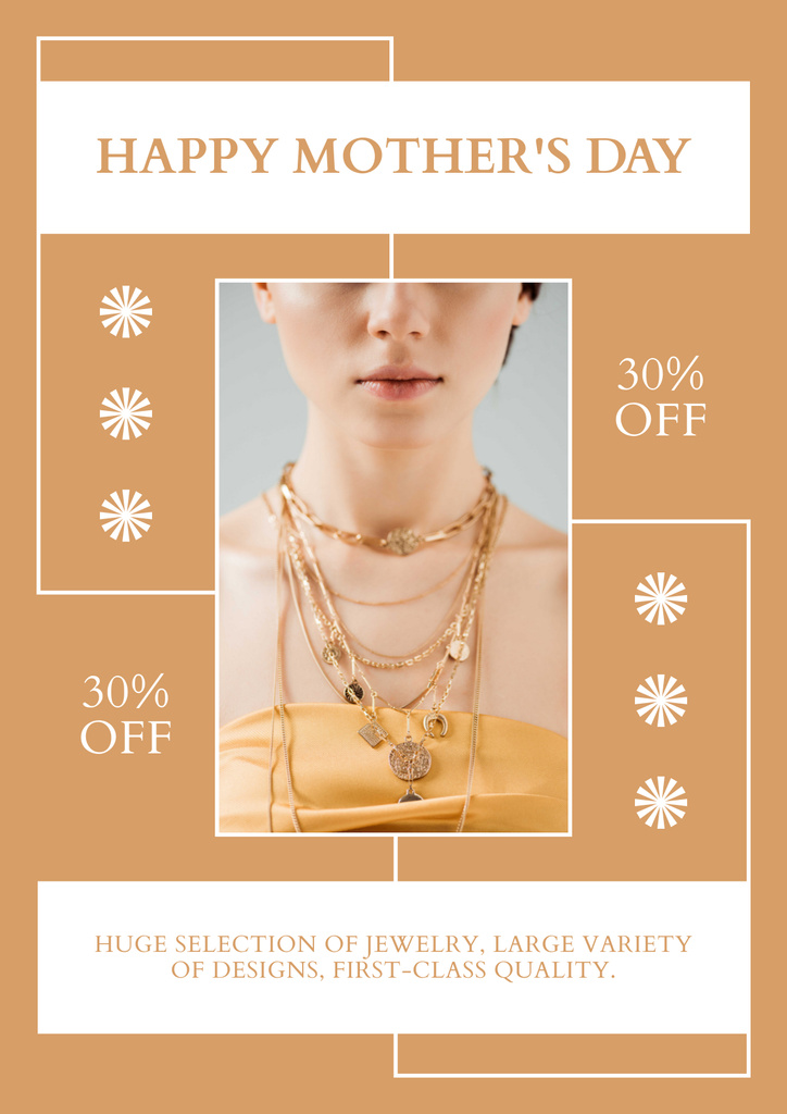 Woman in Precious Necklace on Mother's Day Poster Šablona návrhu