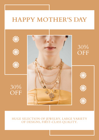Woman in Beautiful Necklace on Mother's Day Poster Design Template