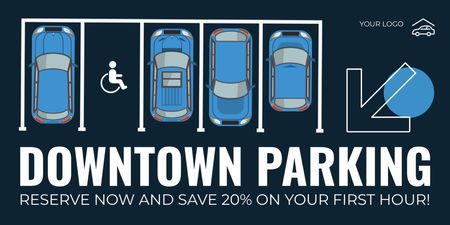 Discount for Reserve Parking Spaces in Downtown Twitter Design Template