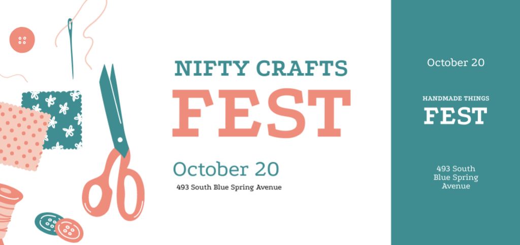 Nifty Crafts Fest With Threads And Buttons Ticket DL Modelo de Design