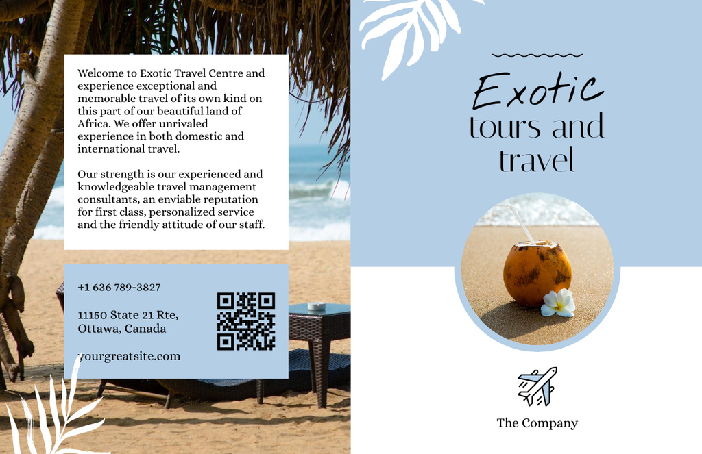 Exotic Travel Center Services Promotion Brochure 11x17in Bi-fold Design Template