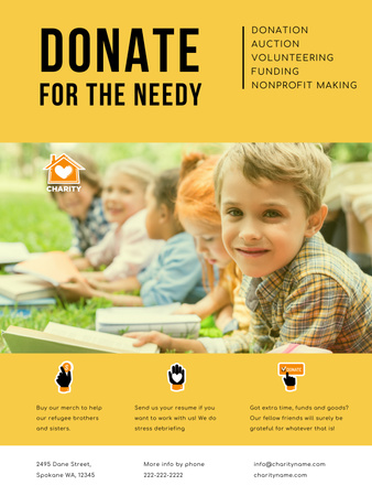 Plantilla de diseño de Done y ayude a los niños necesitados Poster US 
