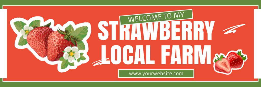 Advertising for Local Delicious Strawberry Farm Twitter Modelo de Design