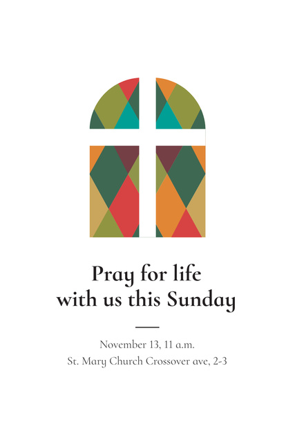 Invitation to Pray with Church Windows Pinterest Design Template