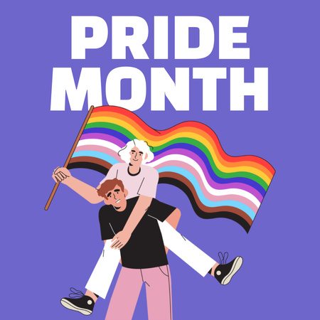 LGBT Support Motivation with People with Flag Instagram Design Template