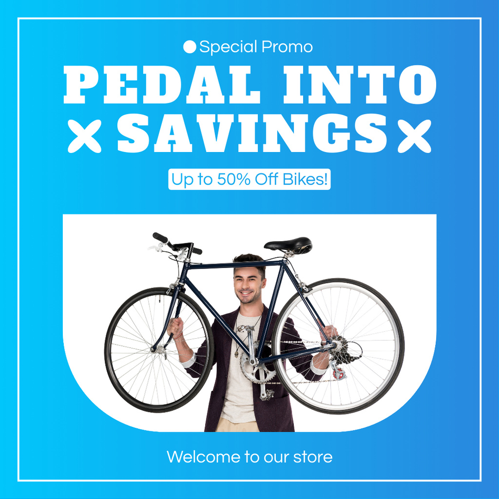 Modèle de visuel Special Offer of Bicycle Store on Blue - Instagram AD