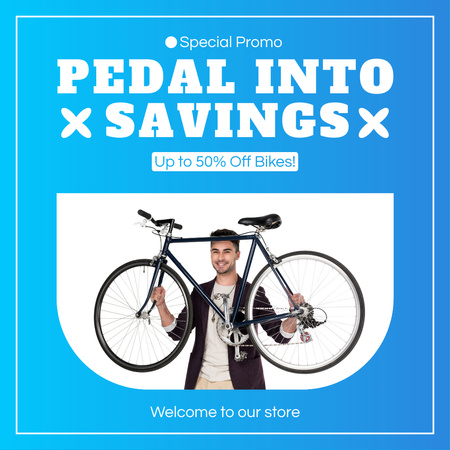 Plantilla de diseño de Oferta especial de tienda de bicicletas en azul Instagram AD 