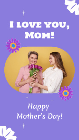 Anneler Günü'nde Aşk Cümlesi ve Tebrik Instagram Video Story Tasarım Şablonu