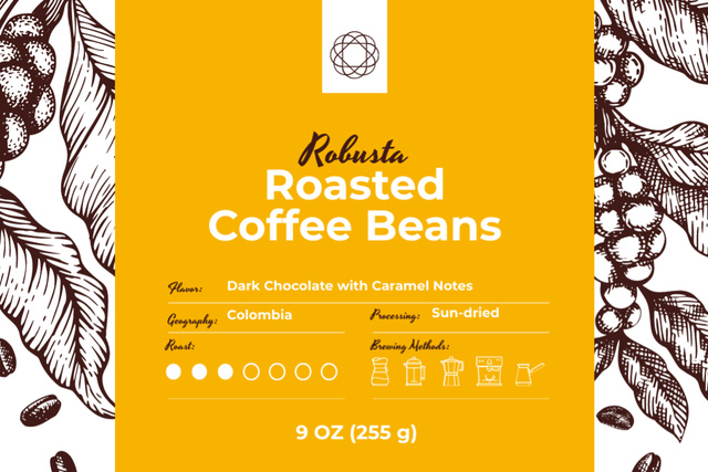 Template di design Roasted Beans pattern Label