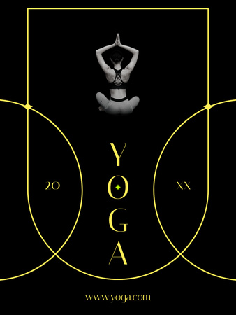 Creative Illustration of Woman Practicing Yoga Poster US Design Template
