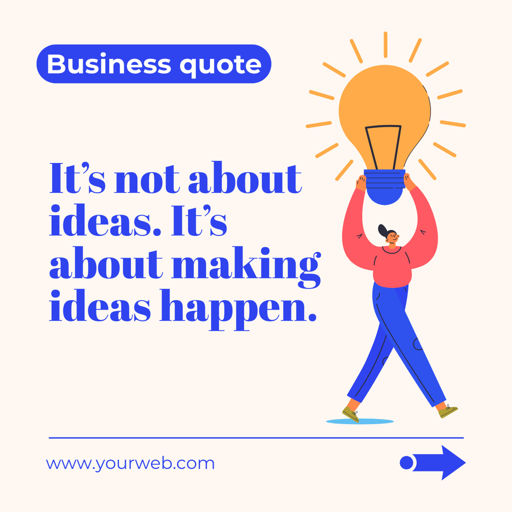 Inspirational Business Quote about Ideas LinkedIn postデザインテンプレート