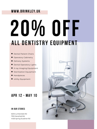 Dentistry Equipment Sale with Dentist Office View Poster US Modelo de Design