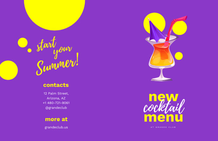 New Cocktail Menu Ad with Beverage in Glass Brochure 11x17in Bi-fold Modelo de Design