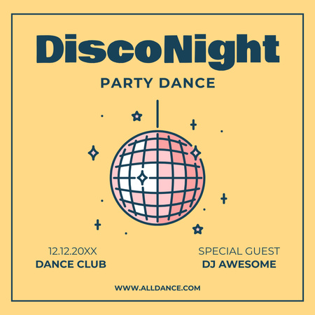 Disco Night Party Announcement Instagram Design Template