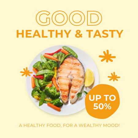 Offer of Healthy and Tasty Food at Fast Casual Restaurant Instagram Design Template