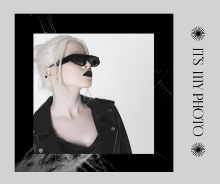 Photo of Stylish Blonde Woman in Black and White Facebook Design Template