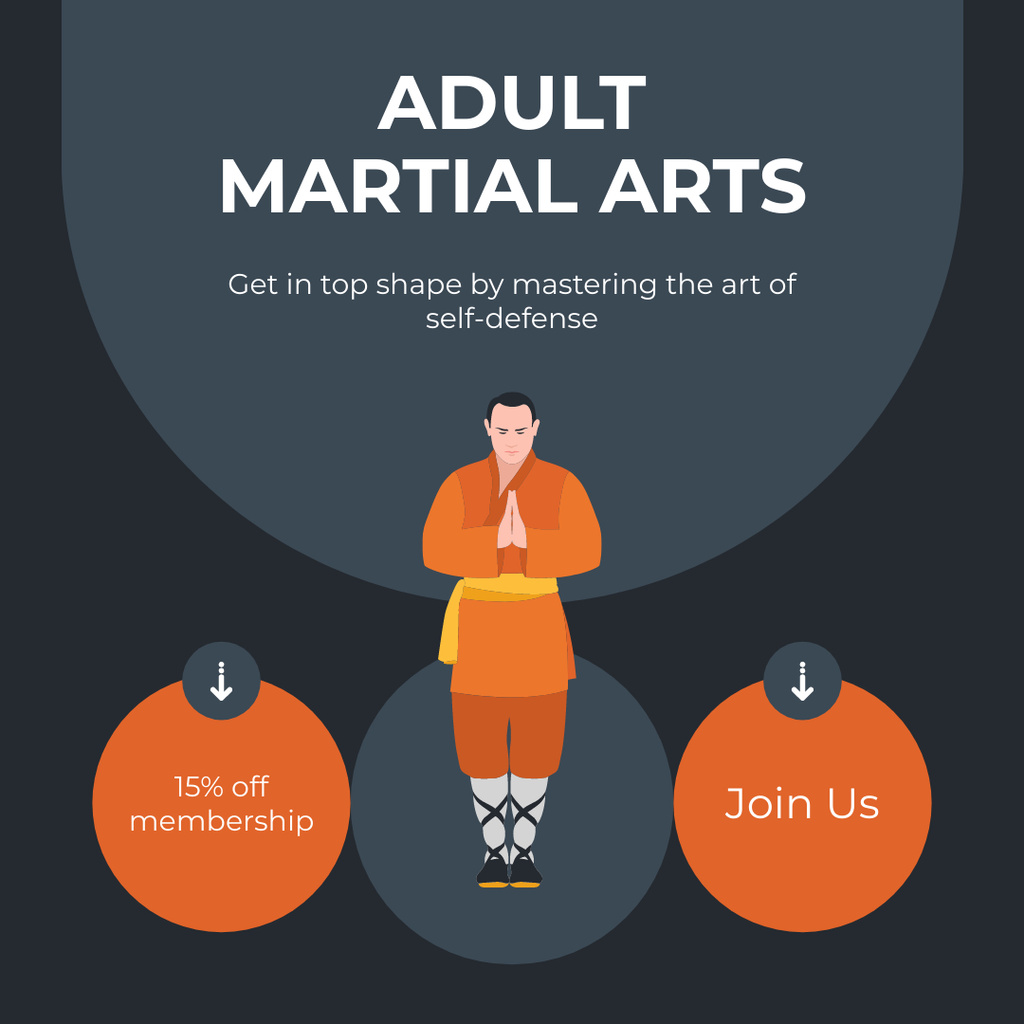 Ontwerpsjabloon van Instagram van Adult Martial Arts Courses Discount Promo