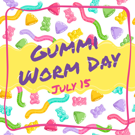 Gummi worm candy Day Instagram Design Template