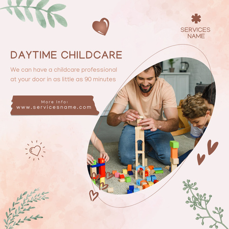 Ontwerpsjabloon van Instagram van Daytime Childcare Service Ad