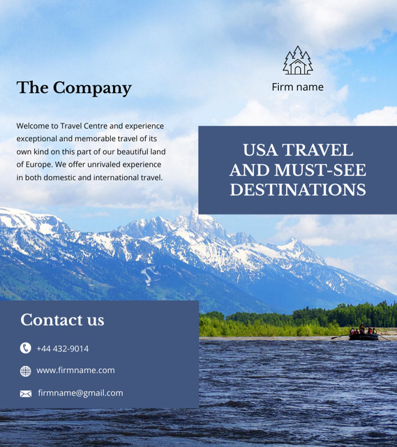 Booklet about USA Destinations Brochure 9x8in Bi-fold Design Template