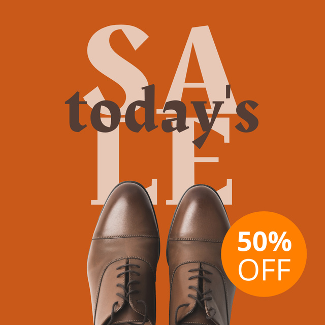 Stylish Male Shoes Discount Offer in Orange Instagram Design Template
