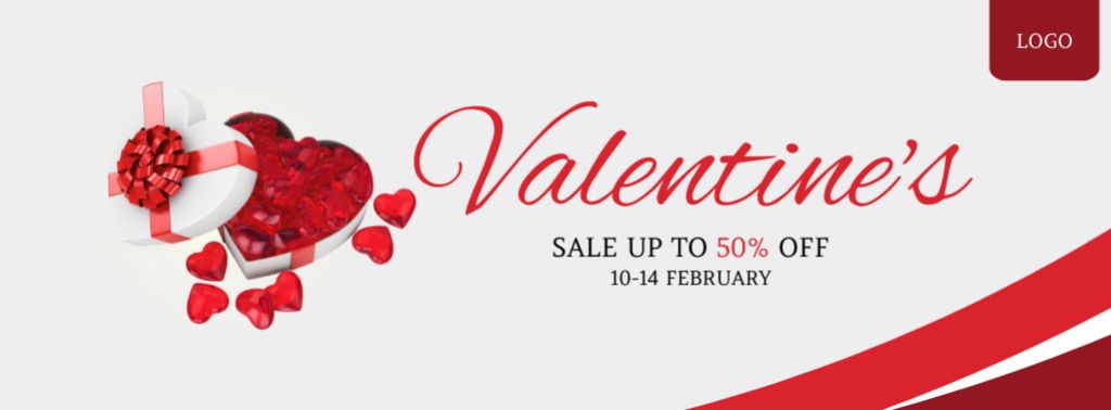 Valentine's Day Sale with Red Roses Facebook cover Πρότυπο σχεδίασης