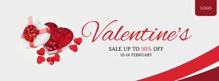 Valentine's Day Sale with Red Roses Facebook cover Design Template