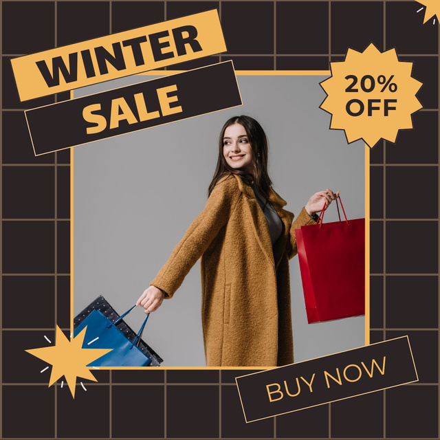 Winter Discount Announcement for Knitting Sweaters Instagramデザインテンプレート
