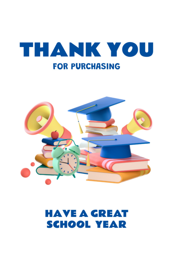 Thanks for Purchase of School Supplies Postcard 4x6in Vertical Design Template