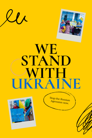 Fotoğraflarla Sarı Üzerine Ukrayna Cümlesiyle Ayaktayız Flyer 4x6in Tasarım Şablonu