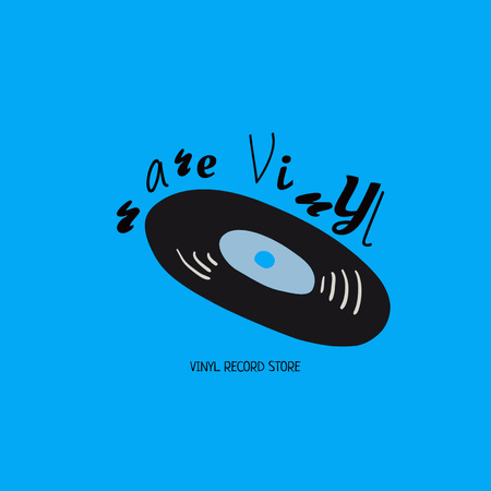 Modèle de visuel Emblème avec vinyle sur bleu - Logo