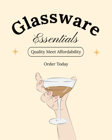 Designvorlage Erschwingliche Glaswaren-Essentials für Champagner für Instagram Post Vertical