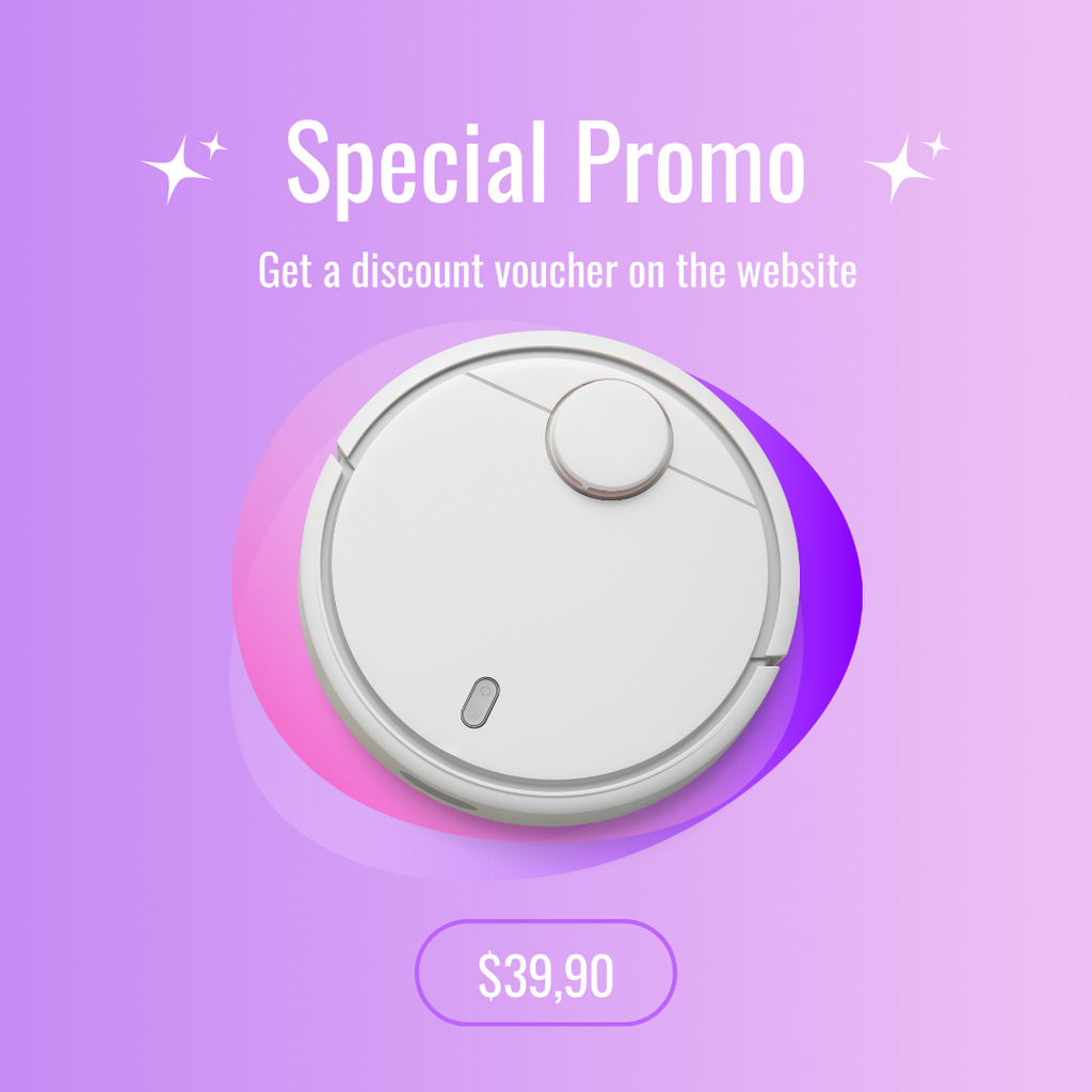 Ontwerpsjabloon van Instagram van Special Offer Discounts on Robotic Vacuum Cleaners