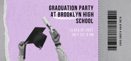 Graduation Party Announcement With Hat And Degree Ticket DL Design Template