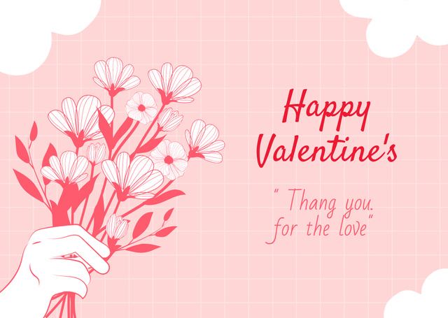Lovely Congrats on Valentine's Day with Bouquet of Flowers Card – шаблон для дизайна