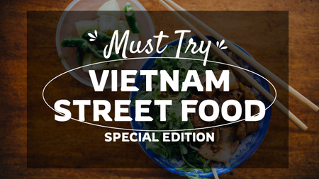 Anúncio de comida de rua do Vietnã Youtube Thumbnail Modelo de Design
