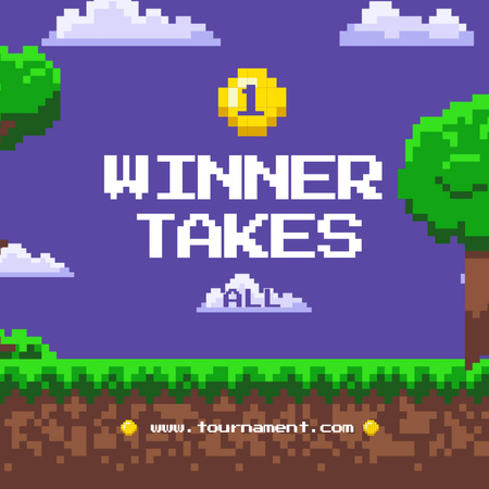 Gaming Tournament Announcement with Pixel Trees Instagram Design Template