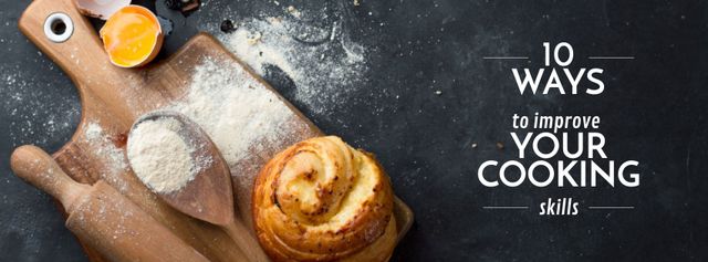Ontwerpsjabloon van Facebook cover van Improving Cooking Skills with freshly baked bun