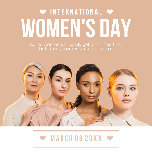 Attractive Diverse Women on International Women's Day Instagram Design Template