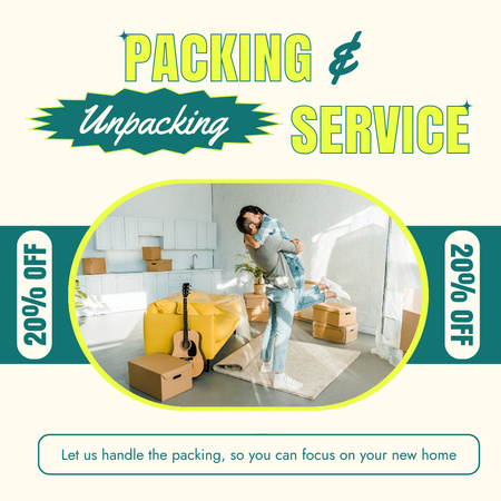 Ad of Packing Services wit Offer of Discount Instagram AD Design Template