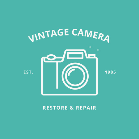 Vintage Camera Emblem Logo Design Template
