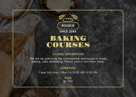 Baking Courses Offer with Loaf of Bread Flyer A6 Horizontal tervezősablon