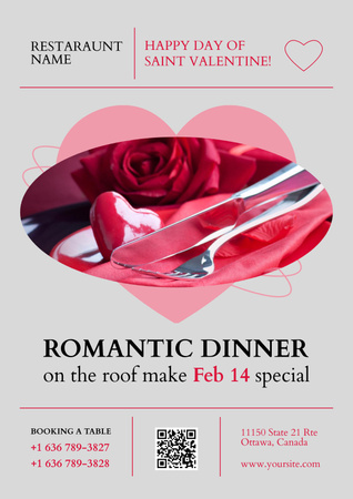Valentine's Day Romantic Dinner Offer Poster Design Template