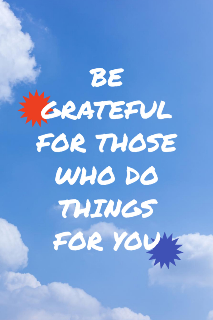 Modèle de visuel Quote About Gratitude on Background of Blue Sky - Postcard 4x6in Vertical