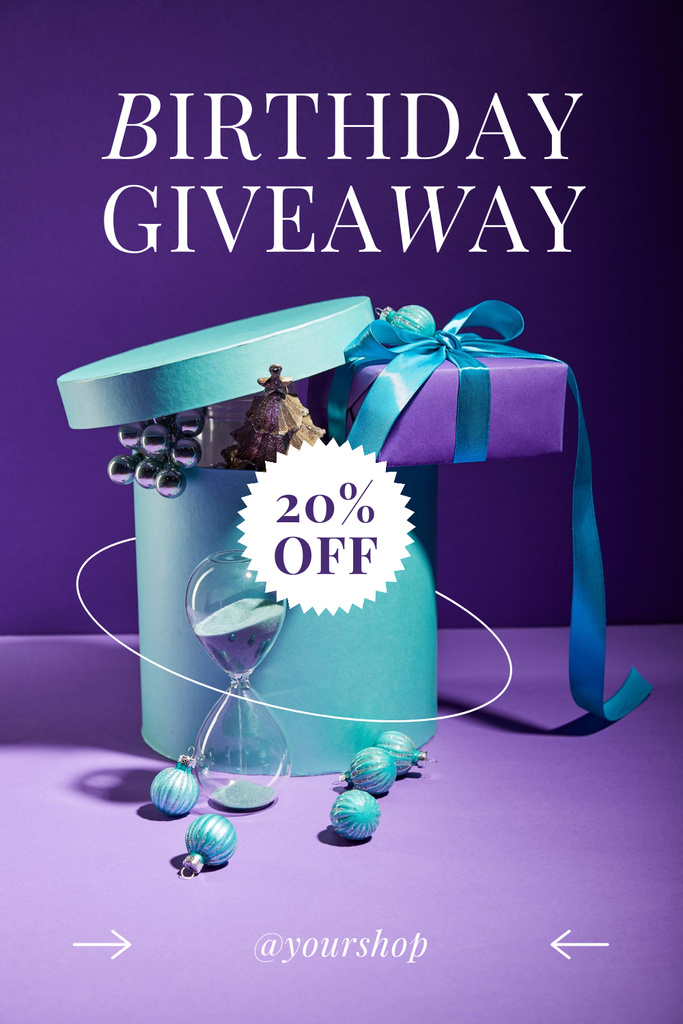 Modern Announcement Of A Birthday Giveaway With Violet And Blue Colors Pinterest Modelo de Design