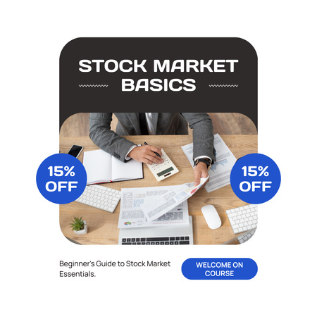 Discount on Basic Stock Trading Course Instagram AD Design Template