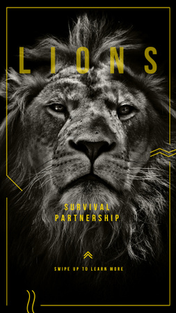 Survival Partnershop with Wild male lion Instagram Story Design Template